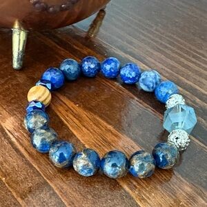 Lapis & Glass Beaded Bracelet